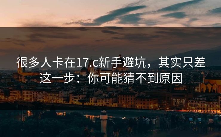 很多人卡在17.c新手避坑，其实只差这一步：你可能猜不到原因