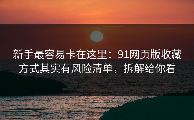新手最容易卡在这里：91网页版收藏方式其实有风险清单，拆解给你看